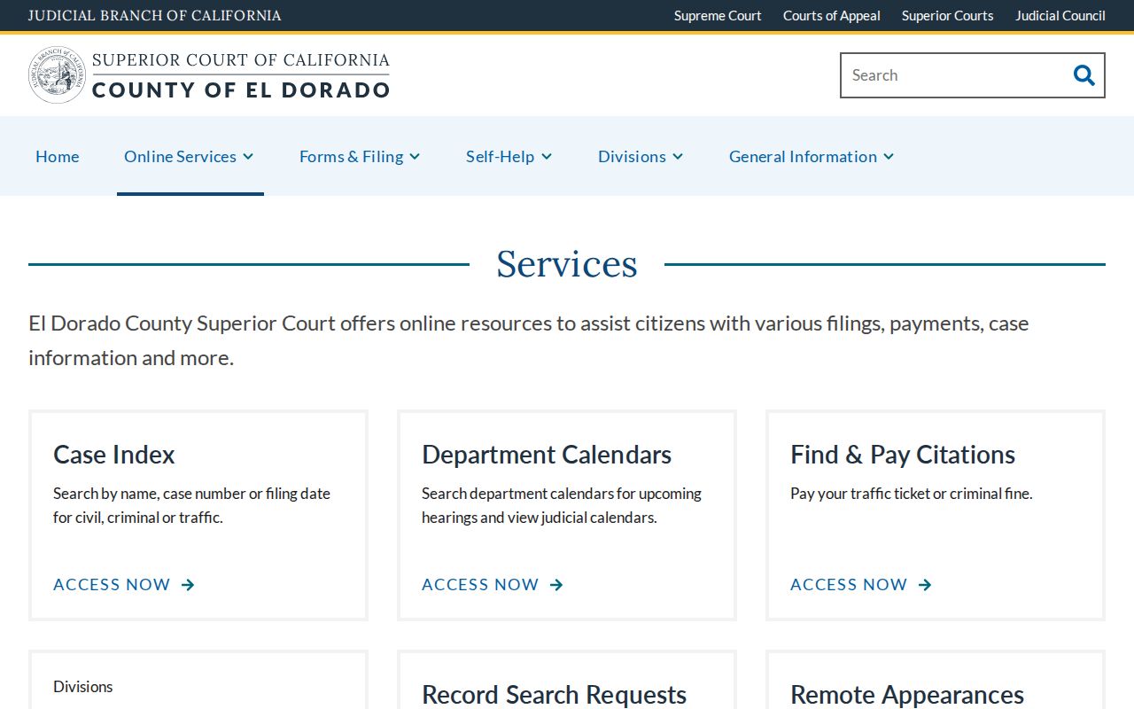 El Dorado County criminal court online services