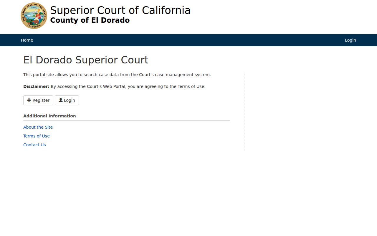 El Dorado County criminal court public portal