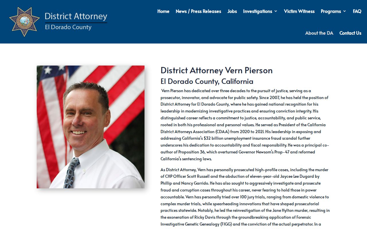 El Dorado County District Attorney criminal case decisions