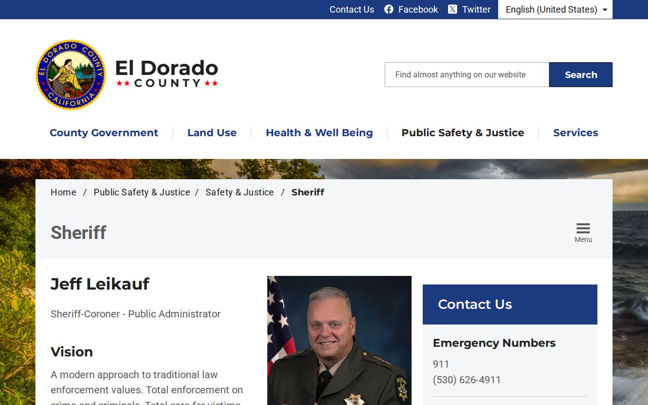 El Dorado County Sheriff criminal history offices