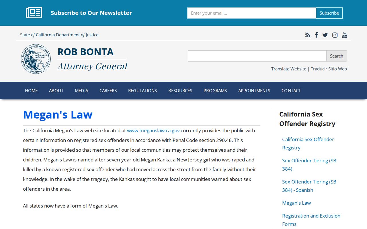 California DOJ Megan's Law program information for El Dorado County registry users