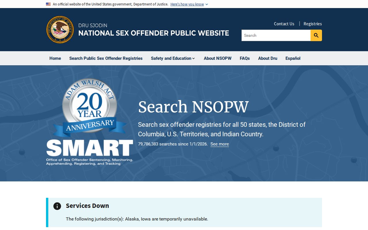 NSOPW national registry search used alongside El Dorado County Megan's Law results